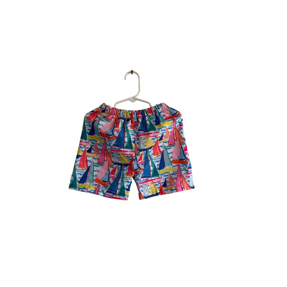 Smockingbird Kids Sailboat Print Shorts Multicolor Nautical Summer Size 3